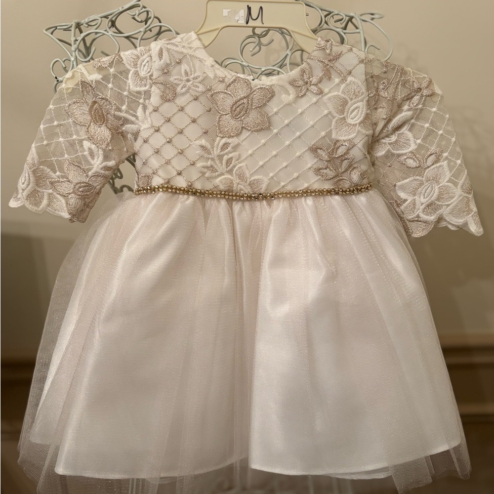 Elegant White and Cream Lace Dress